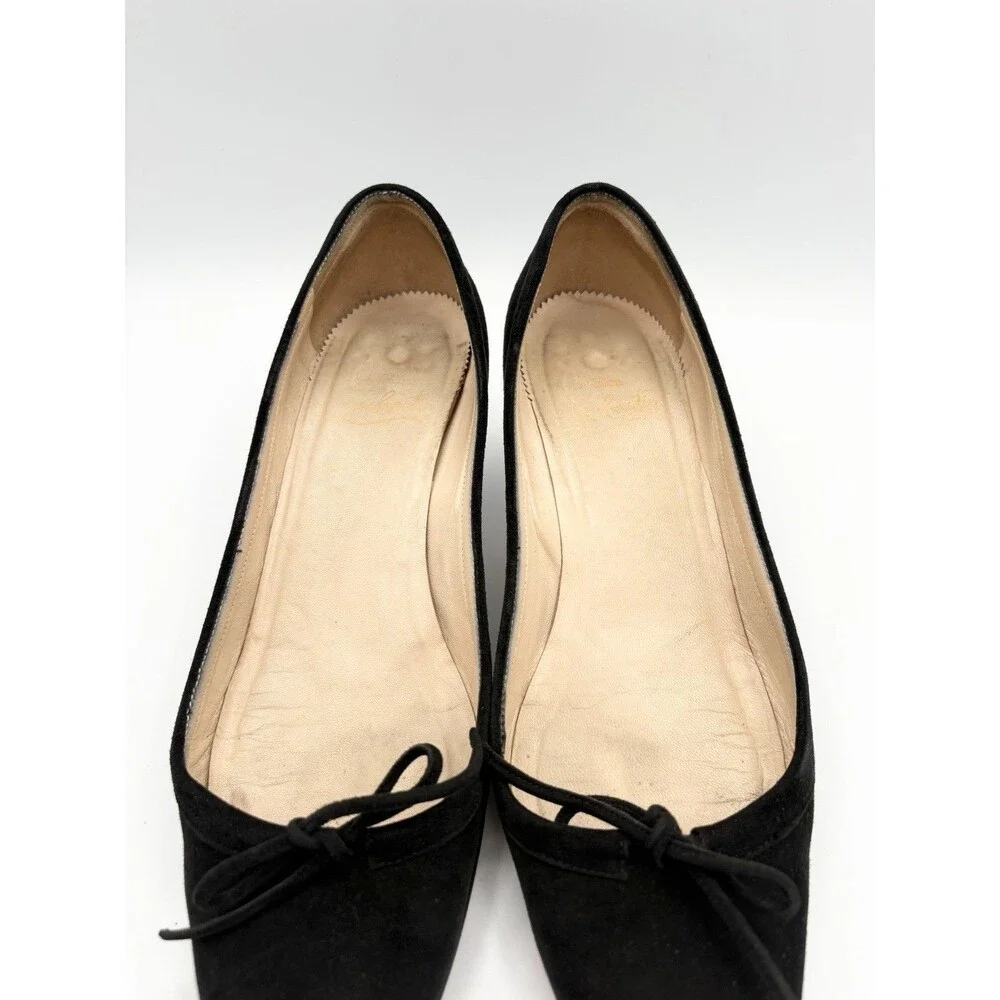 Christian Louboutin Black Suede Bow Accent Marcia Balla Kitten Heels Size EU 38